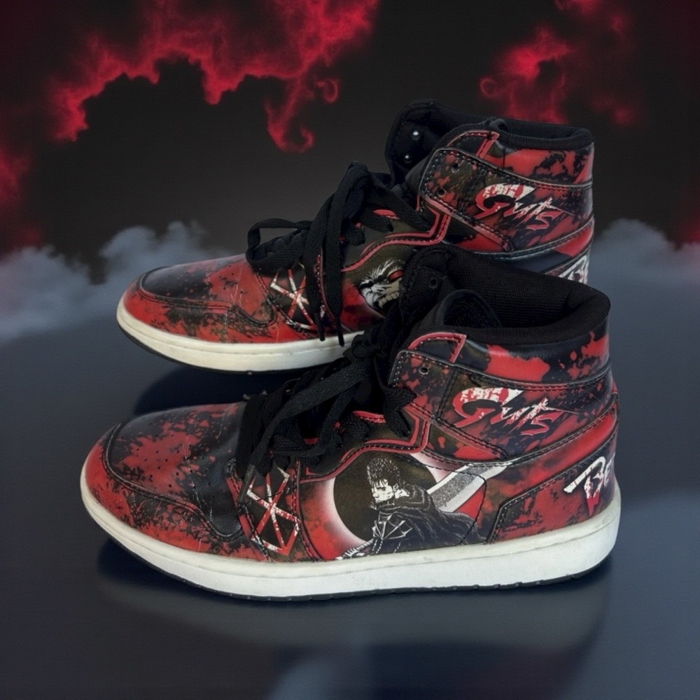 Berserk Guts Anime High Top Sneakers Red Black Size 40 EU / US 7 – Read